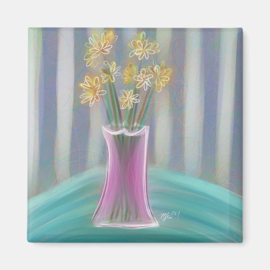 Pink Vase Bouquet Original Art マグネット (正面)
