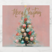 Pink Velvet Christmas Tree Beverage Labels スパークリングワインラベル (シングルラベル)