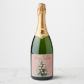 Pink Velvet Christmas Tree Beverage Labels スパークリングワインラベル (正面)