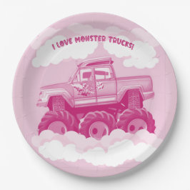 Pink Version I Love Monster Trucks Image ペーパープレート