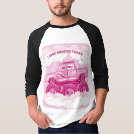 Pink Version I Love Monster Trucks Image Tシャツ