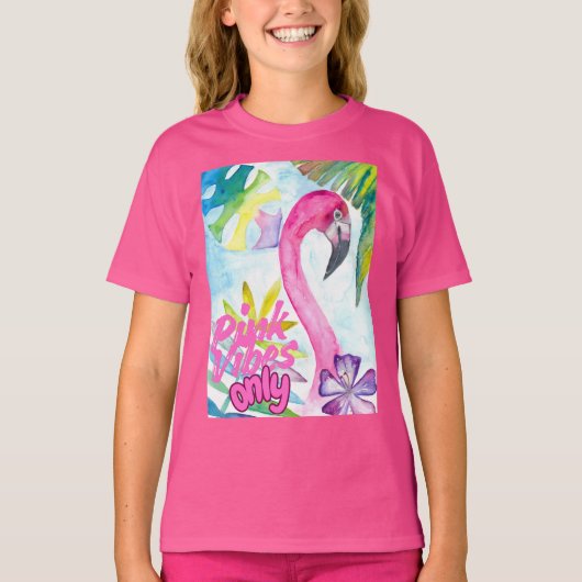 Pink Vibes Only – Pink Flamingo Tシャツ (正面)