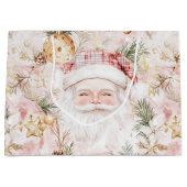 Pink Victorian Santa Claus Christmas Holiday ラージペーパーバッグ (正面)