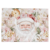 Pink Victorian Santa Claus Christmas Holiday ラージペーパーバッグ (裏面)