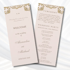 Pink Vintage Baroque Christian Wedding Program プログラム