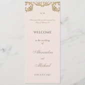 Pink Vintage Baroque Christian Wedding Program プログラム (正面)