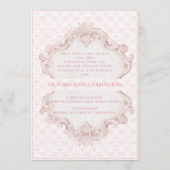 Pink Vintage Elegant Baby Girl Birth Announcement 招待状 (裏面)