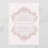Pink Vintage Elegant Baby Girl Birth Announcement 招待状 (裏面)