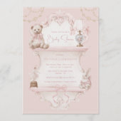 Pink Vintage Elegant Baby Shower 招待状 (正面)
