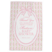Pink Vintage Fancy Floral Baby Shower Favors ミディアムペーパーバッグ (裏面)
