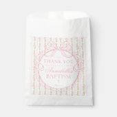 Pink  Vintage Fancy Floral Baptism Dessert フェイバーバッグ (正面)
