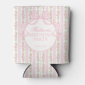 Pink Vintage Fancy Floral Birthday Party Favor 缶クーラー (正面)