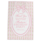Pink Vintage Fancy Floral Birthday Party Favors ミディアムペーパーバッグ (裏面)