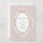 Pink Vintage Frame Baby Shower 招待状 (正面)