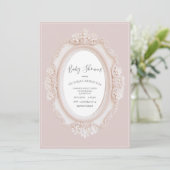 Pink Vintage Frame Baby Shower 招待状 (スタンド正面)
