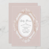 Pink Vintage Frame Baby Shower 招待状 (正面/裏面)