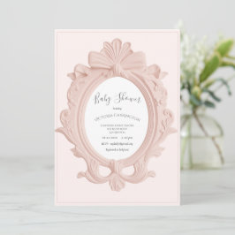 Pink Vintage Frame Baby Shower 招待状