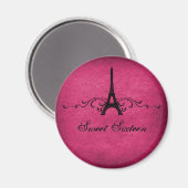 Pink Vintage French Flourish Sweet 16 Magnet マグネット (正面/裏面)