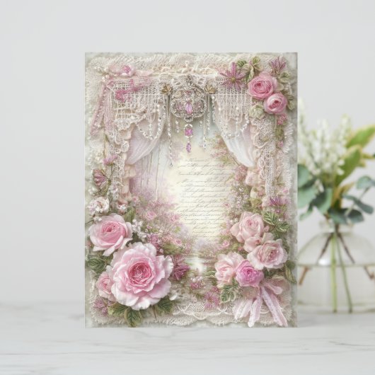 Pink Vintage Junk Journal Scrapbook Paper (スタンド正面)