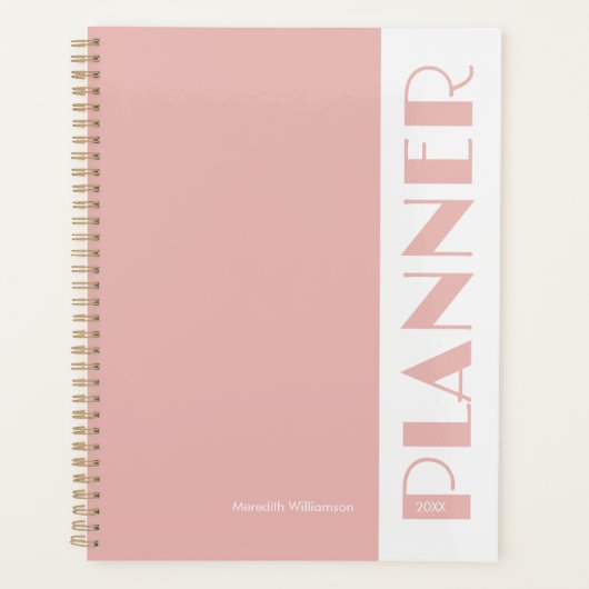 Pink Vintage Retro Stripe Personalized  Plan プランナー手帳 (正面)