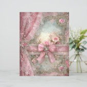 Pink Vintage Ribbon Junk Journal Scrapbook Paper (スタンド正面)