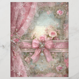 Pink Vintage Ribbon Junk Journal Scrapbook Paper