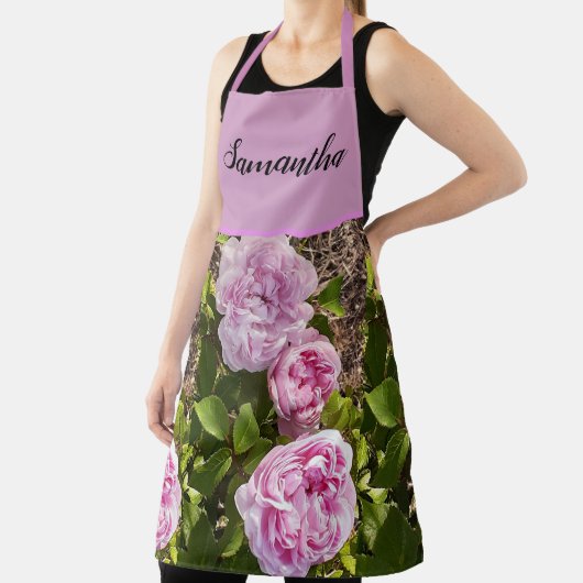 Pink Vintage Rose Roses Cabbage Vintage Apron エプロン (インサイチュ)