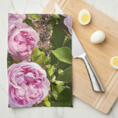 Pink Vintage Rose Roses Cabbage Vintage Blush キッチンタオル (四つ折り)