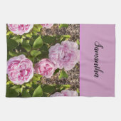 Pink Vintage Rose Roses Cabbage Vintage Blush キッチンタオル (横)