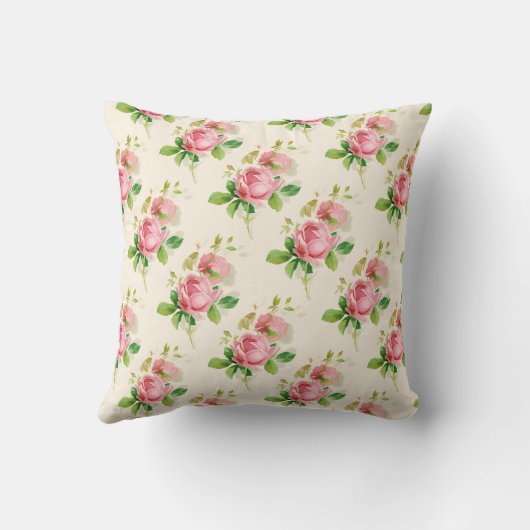 Pink vintage roses  クッション (裏面)