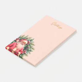 Pink Vintage Santa Holiday Design ポストイット