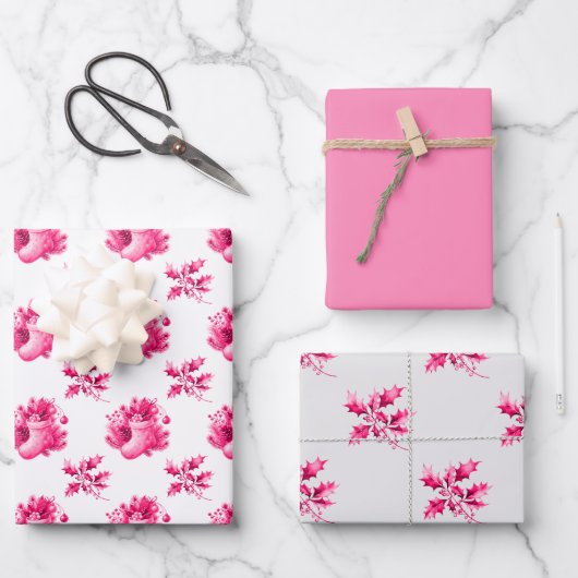 Pink Vintage Stockings ラッピングペーパーシート (正面)