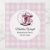 Pink Vintage Western Cowgirl Bachelorette Party ワインラベル (シングルラベル)