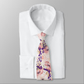 Pink Violet Floral wedding Neck Tie ネクタイ (タイ)