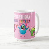 Pink violet monster Fun kids  コーヒーマグカップ (正面右)