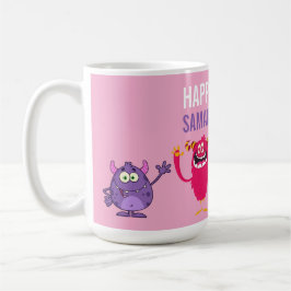 Pink violet monster Fun kids  コーヒーマグカップ