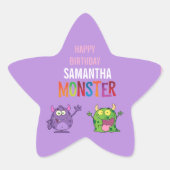 Pink violet monster Fun kids  星シール (正面)