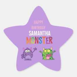Pink violet monster Fun kids 星シール