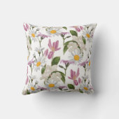 Pink violet tropical daisy and lily wildflowers クッション (裏面)
