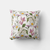 Pink violet tropical daisy and lily wildflowers クッション (正面)