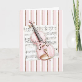 Pink Violin Music Sheet カード