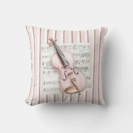 Pink Violin Music Sheet クッション