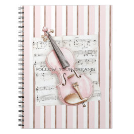 Pink Violin Music Sheet ノートブック