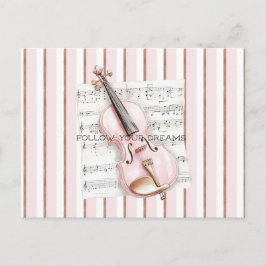 Pink Violin Music Sheet ポストカード