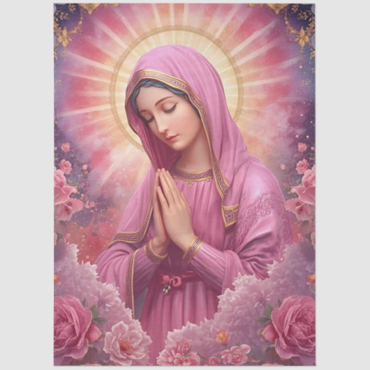 Pink VIrgin Mary Decoupage Tissue Paper 薄葉紙 (正面)