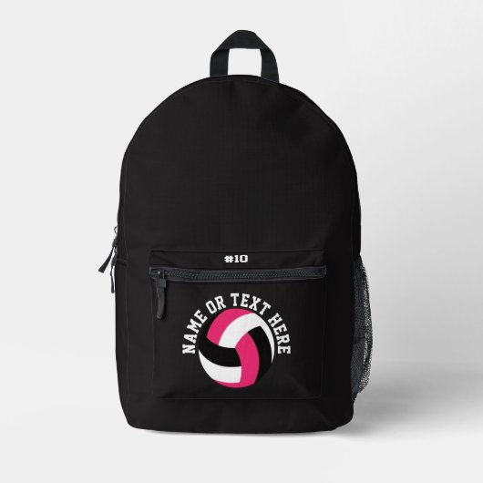 Pink Volleyball Backpack Team Number School Player プリントバックパック (正面)