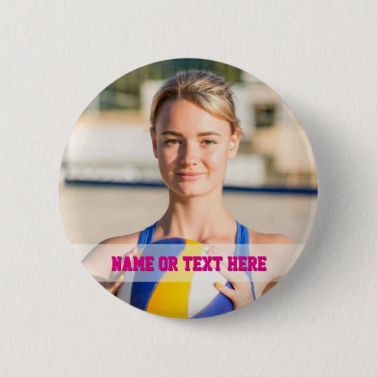 Pink Volleyball Buttons Sport Player Team Kids 缶バッジ (正面)