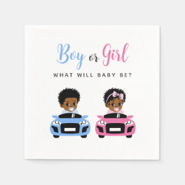 Pink vs Blue Car Race Gender Reveal Napkins スタンダードカクテルナプキン
