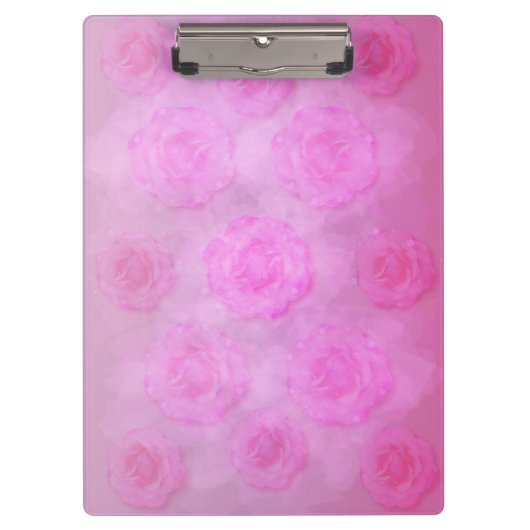 PINK Waterカラーバラ クリップボード (正面)
