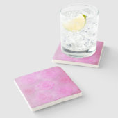 PINK Waterカラーバラ ストーンコースター (横)